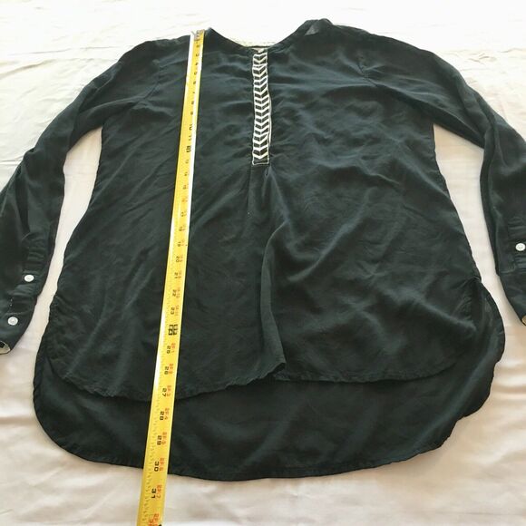 Old Navy Womens Medium Black Tunic Shirt Top Blouse White Chevron Button Up - Picture 7 of 12